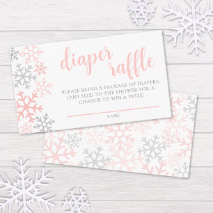 Snowflake Winter Girl Baby Shower Windelraffel Begleitkarte