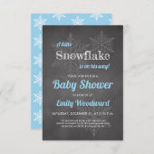 Snowflake Winter Halbpension Blue Boys Baby Dusche Einladung (Vorne/Hinten)