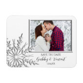 Snowflake Winter Hochzeit Save the Date Foto Magnet (Horizontal)