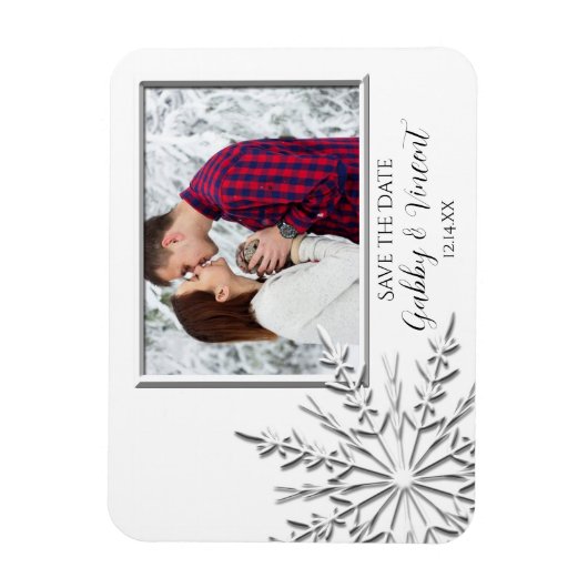 Snowflake Winter Hochzeit Save the Date Foto Magnet (Vertikal)