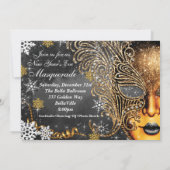 Snowflake Winter Neujahr Masquerade Party Einladung (Rückseite)