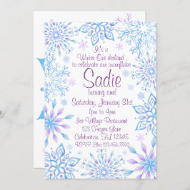 Snowflake Winter One-Derland Erster Geburtstag Einladung