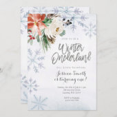 Snowflake Winter Onederland 1. Geburtstag Einladung (Vorne/Hinten)