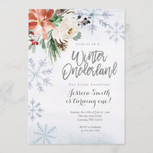 Snowflake Winter Onederland 1. Geburtstag Einladung