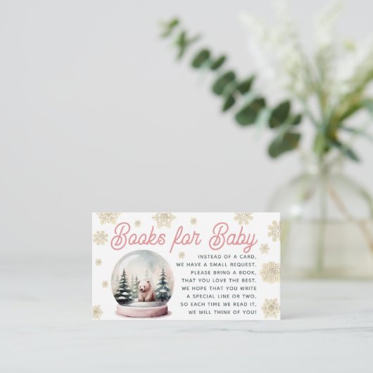 Snowflake Winter Pink Babydusche Buchungsanfrage Begleitkarte (Stehend Vorderseite)