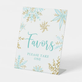 Snowflake Winter Shower Favors Pedestal Sign Sockelschild