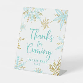 Snowflake Winter Shower Thanks for Coming Pedestal Sockelschild