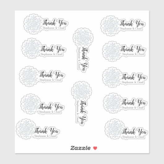 Snowflake Winter Wedding Danke Set Aufkleber (Blatt)
