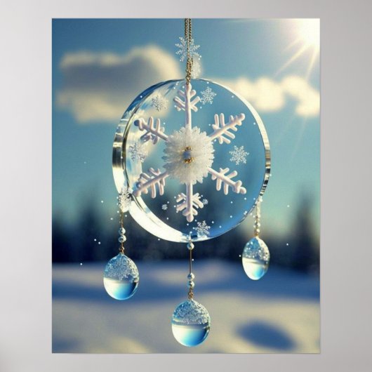 Snowflake Winter Wedding Ornament Poster (Vorne)