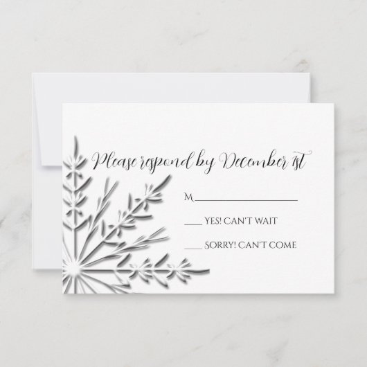 Snowflake Winter Wedding UAWG Response Card RSVP Karte (Vorderseite)