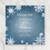 Snowflake Winter Wonderland Baby Dusche Blau Geschenkanhänger (Vorderseite)