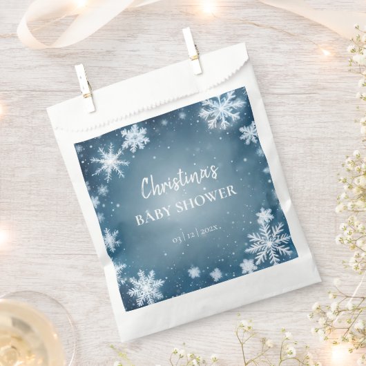 Snowflake Winter Wonderland Baby Dusche Blau Geschenktütchen (Ausgeschnitten)