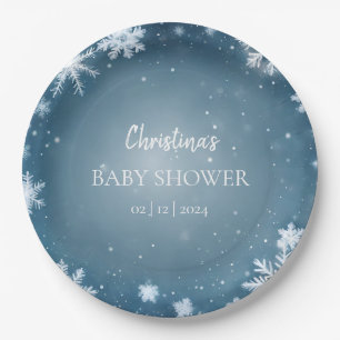 Snowflake Winter Wonderland Baby Dusche Blau Pappteller