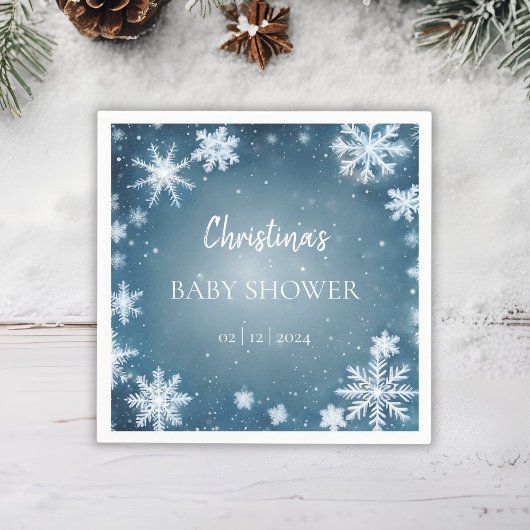 Snowflake Winter Wonderland Baby Dusche Blau Serviette