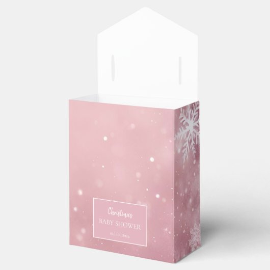 Snowflake Winter Wonderland Babydusche Rosa Geschenkschachtel (Geöffnet)