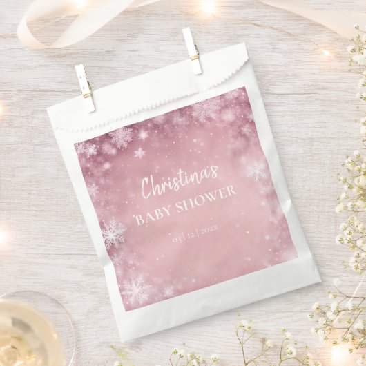 Snowflake Winter Wonderland Babydusche Rosa Geschenktütchen (Ausgeschnitten)