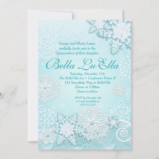 Snowflake Winter Wonderland Einladungen (Rückseite)
