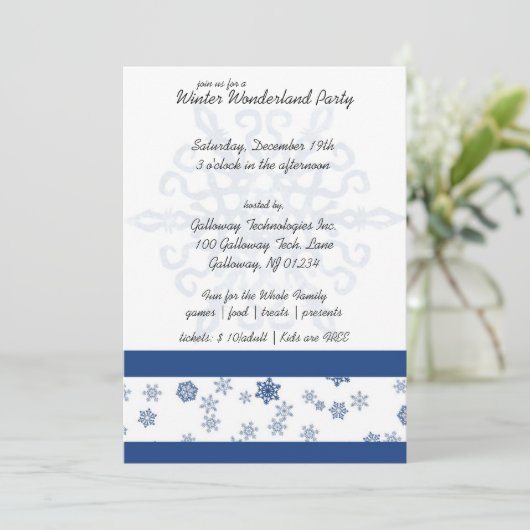 Snowflake Winter Wonderland Party Einladungen (Stehend Vorderseite)