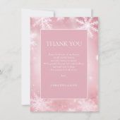 Snowflake Winter Wonderland Pink Baby Dusche Dankeskarte (Vorderseite)