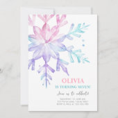 Snowflake Winter Wonderland Pink Girl Geburtstag Einladung (Vorderseite)