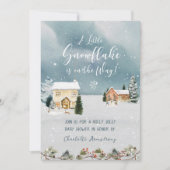 Snowflake Winter Wonderland Watercolor Kinderdusch Einladung (Vorderseite)