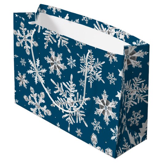 Snowflake Wrapping Große Geschenktasche Geschenktüte (Rückseite Schrägansicht)