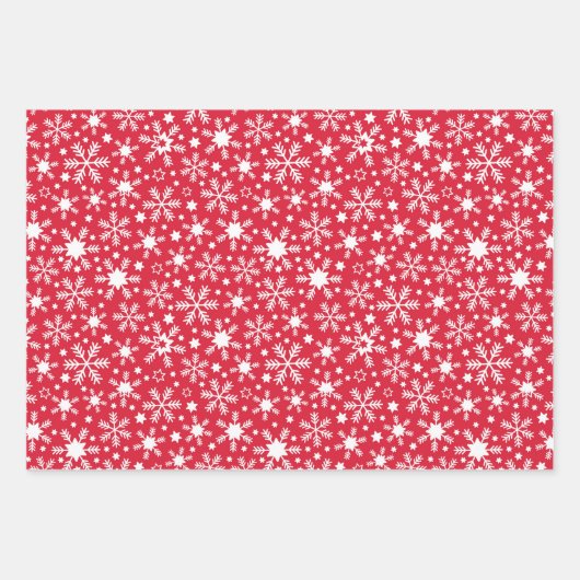 Snowflake Wrapping Paper Flat Sheet Set 3 Geschenkpapier Set (Vorderseite)