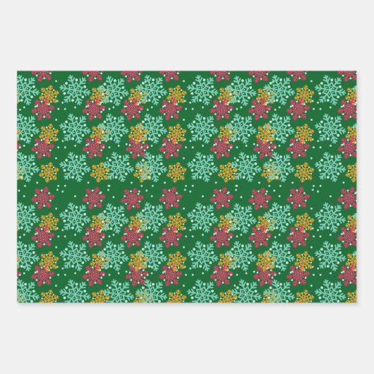 Snowflake Wrapping Paper Flat Sheet Set 3 Geschenkpapier Set (Vorderseite 3)