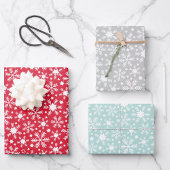 Snowflake Wrapping Paper Flat Sheet Set 3 Geschenkpapier Set