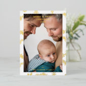 Snowflake Wreath Christmas Modern Custom Photo  Folieneinladung (Stehend vorne)