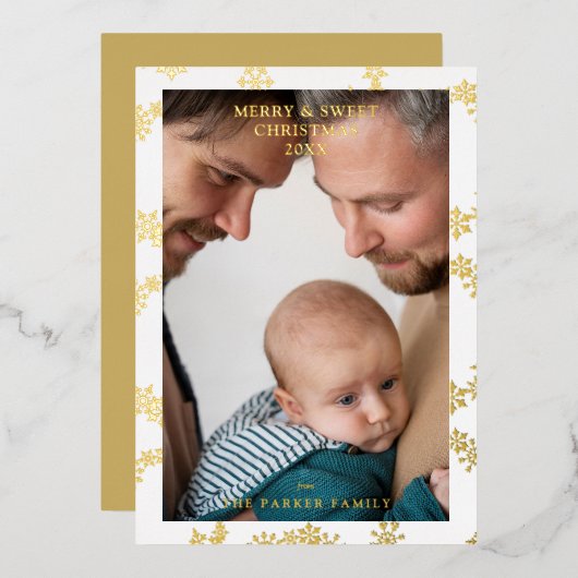 Snowflake Wreath Christmas Modern Custom Photo  Folieneinladung (Vorderseite/Rückseite)