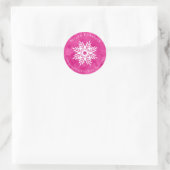 Snowflake Zeichne 2 & Hot-Pink-Aquarelletiketten Runder Aufkleber (Tasche)