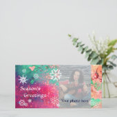 SNOWFLAKEN rosa, fuchsien, grün, weiß Feiertagskarte (Stehend Vorderseite)