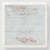 Snowflakes and Smiles Coaster Steinuntersetzer (Vorderseite)