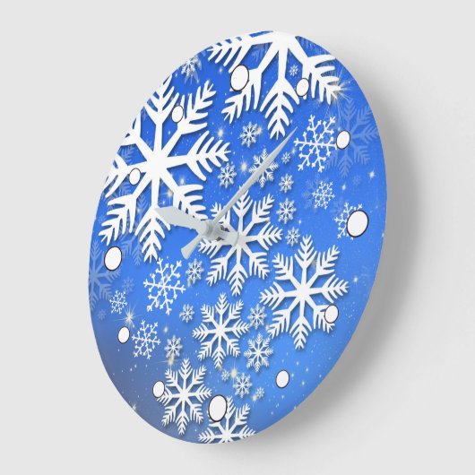 Snowflakes and Stars Große Wanduhr (Winkel)