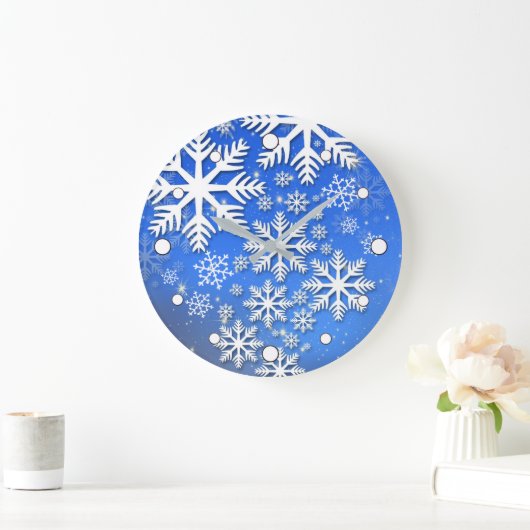 Snowflakes and Stars Große Wanduhr (Zuhause)