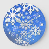 Snowflakes and Stars Große Wanduhr (Vorderseite)