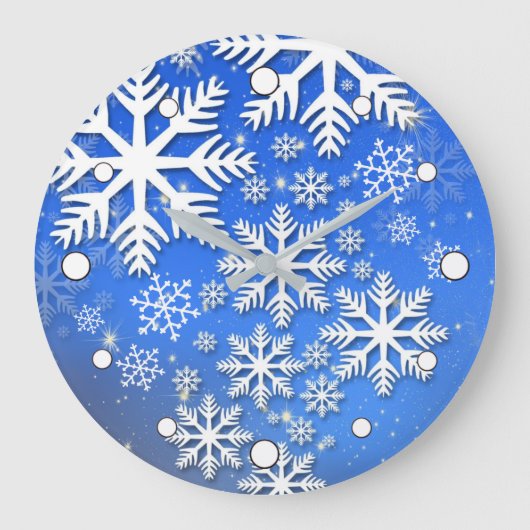 Snowflakes and Stars Große Wanduhr (Vorderseite)