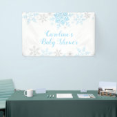 Snowflakes Baby Boy Dusche Blau und Silber Glitzer Banner (Messeveranstaltung)