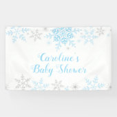 Snowflakes Baby Boy Dusche Blau und Silber Glitzer Banner (Horizontal)