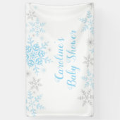 Snowflakes Baby Boy Dusche Blau und Silber Glitzer Banner (Vertikal)