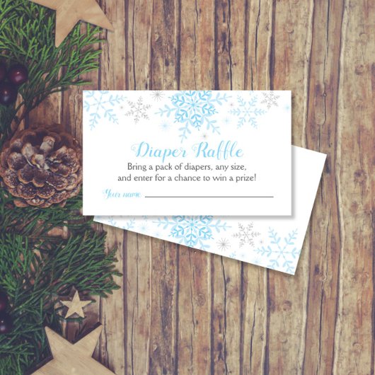 Snowflakes Baby Boy Dusche Windeln Raffle Ticket Begleitkarte