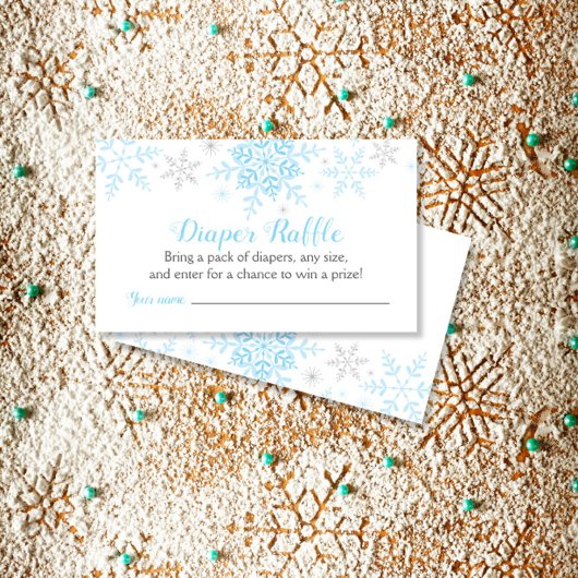 Snowflakes Baby Boy Dusche Windeln Raffle Ticket Begleitkarte