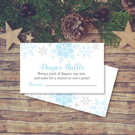 Snowflakes Baby Boy Dusche Windeln Raffle Ticket Begleitkarte