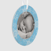 Snowflakes Baby Boy's First Christmas Blue Glitzer Ornament (Vorderseite)