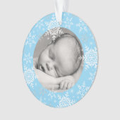 Snowflakes Baby Boy's First Christmas Blue Glitzer Ornament (Vorderseite)