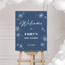 Snowflakes Baby Dusche Blue Begrüßungszeichen Poster