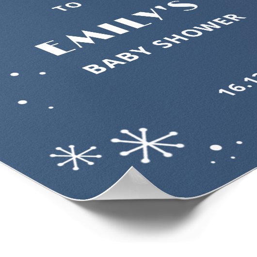 Snowflakes Baby Dusche Blue Begrüßungszeichen Poster (Ecke)