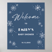 Snowflakes Baby Dusche Blue Begrüßungszeichen Poster (Vorne)