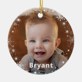 Snowflakes Baby Foto First Christmas Holiday Keramik Ornament (Vorne)